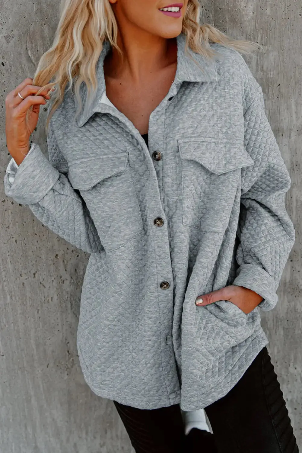 Retro Quilted Gray Shacket