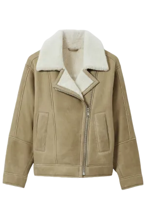 Shearling-lined Leather Aviator Jacket