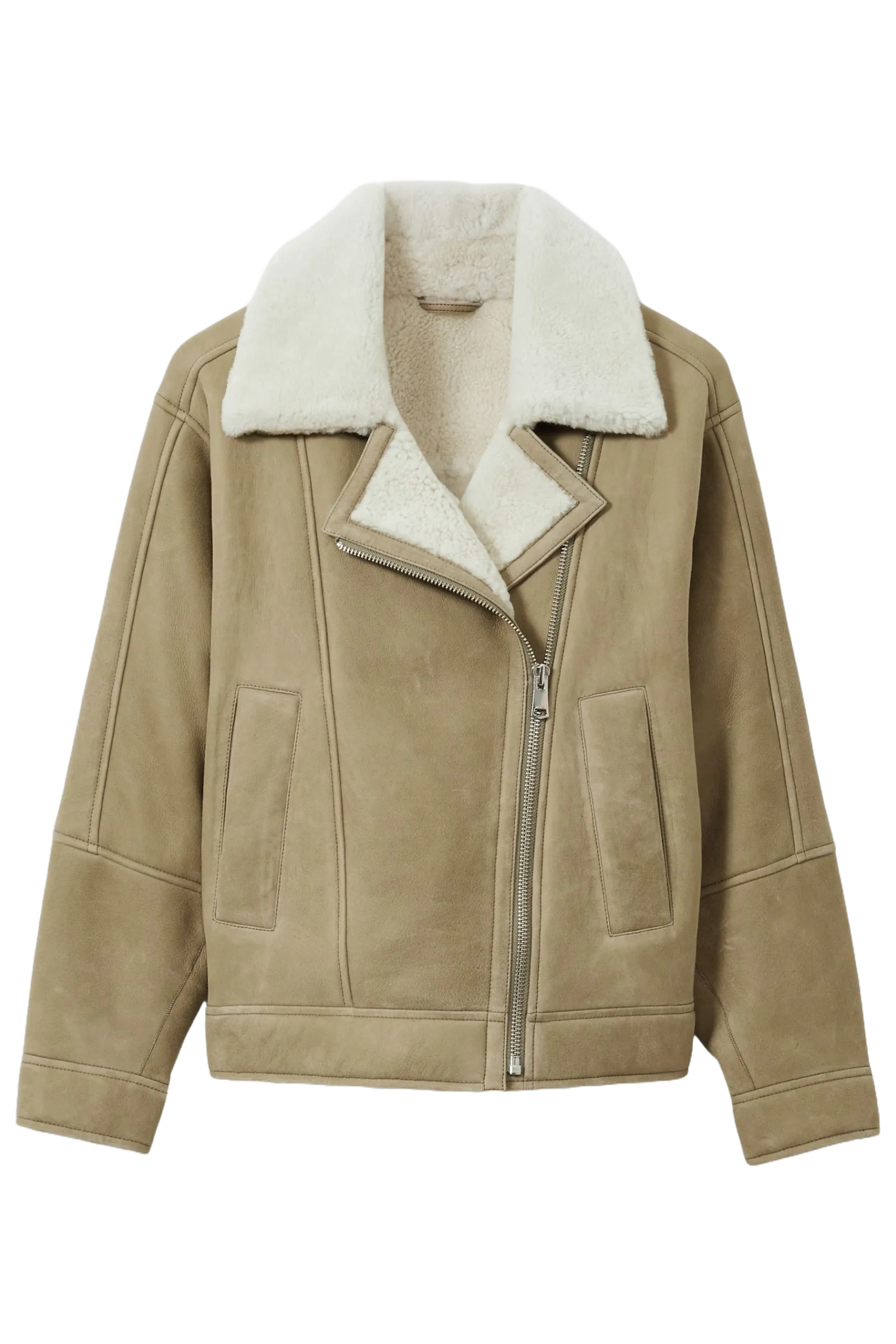 Shearling-lined Leather Aviator Jacket