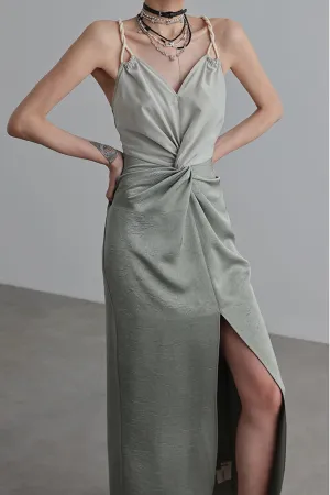 Shirred Double Slip Dress with Refined Accents