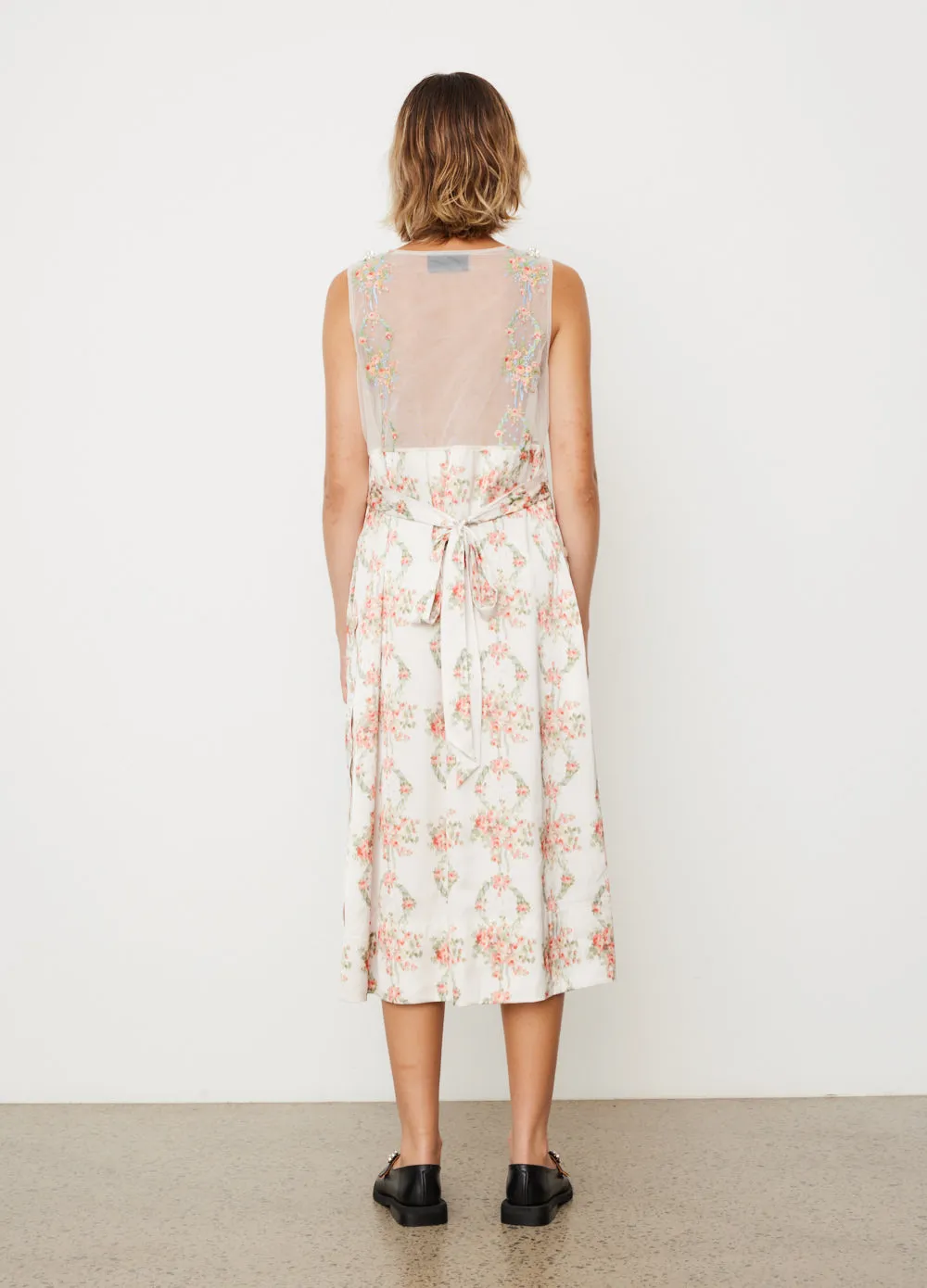 Slip Dress With Sheer Top Panel And Embellishments