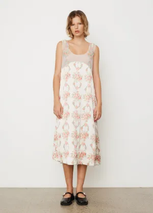 Slip Dress With Sheer Top Panel And Embellishments