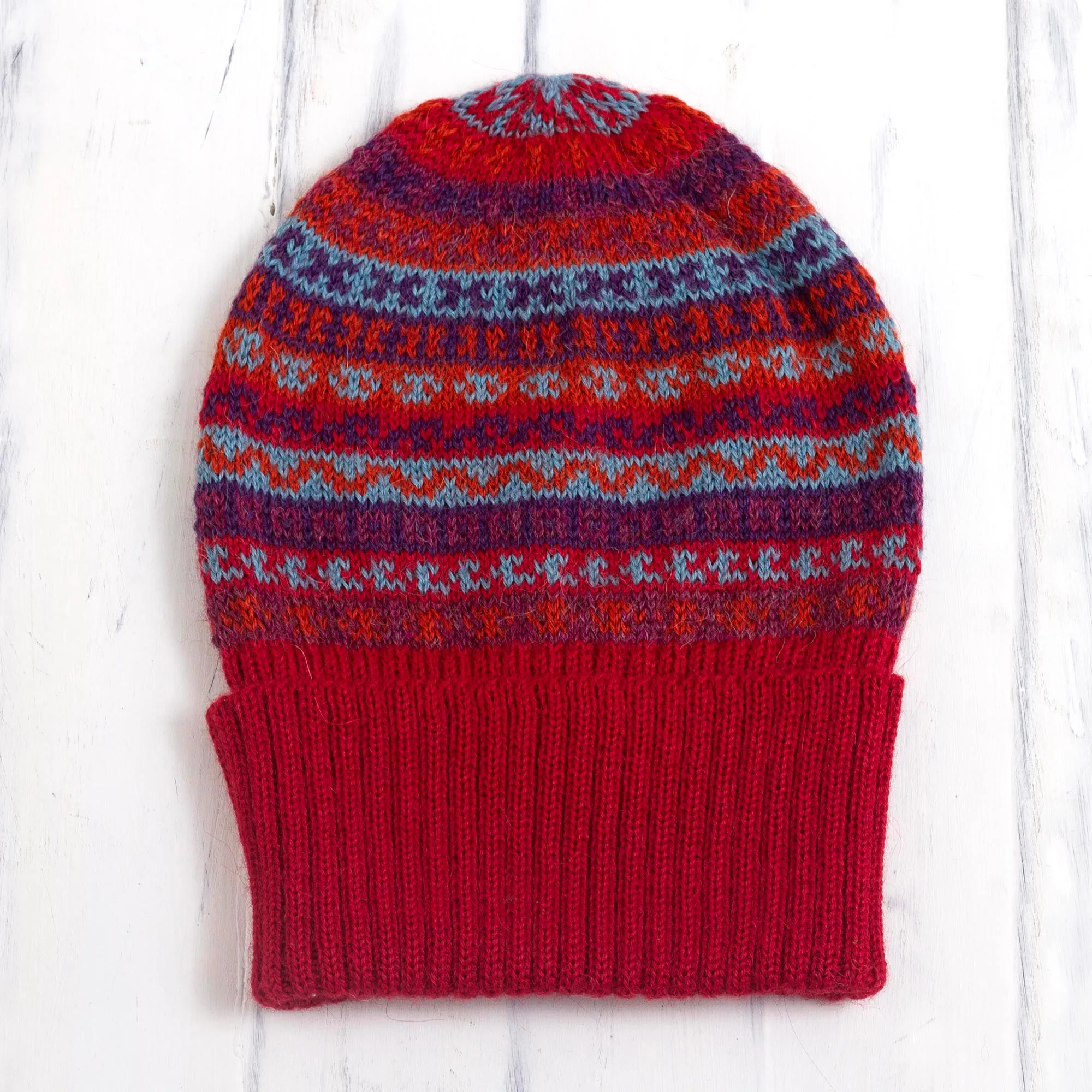 Striped 100% Alpaca Knit Hat from Peru - Andean Art | NOVICA