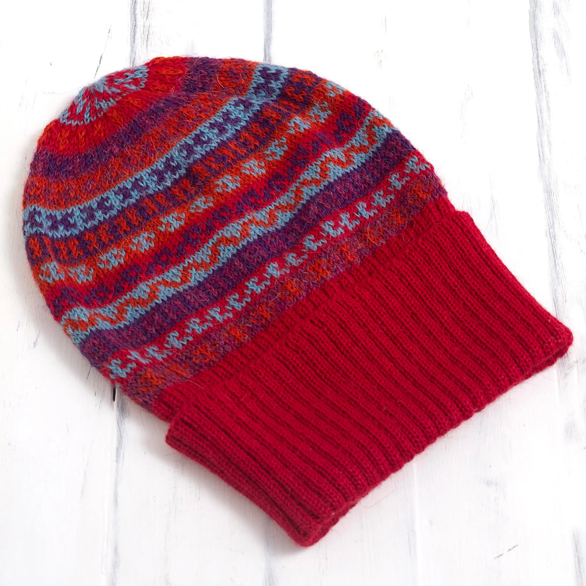 Striped 100% Alpaca Knit Hat from Peru - Andean Art | NOVICA