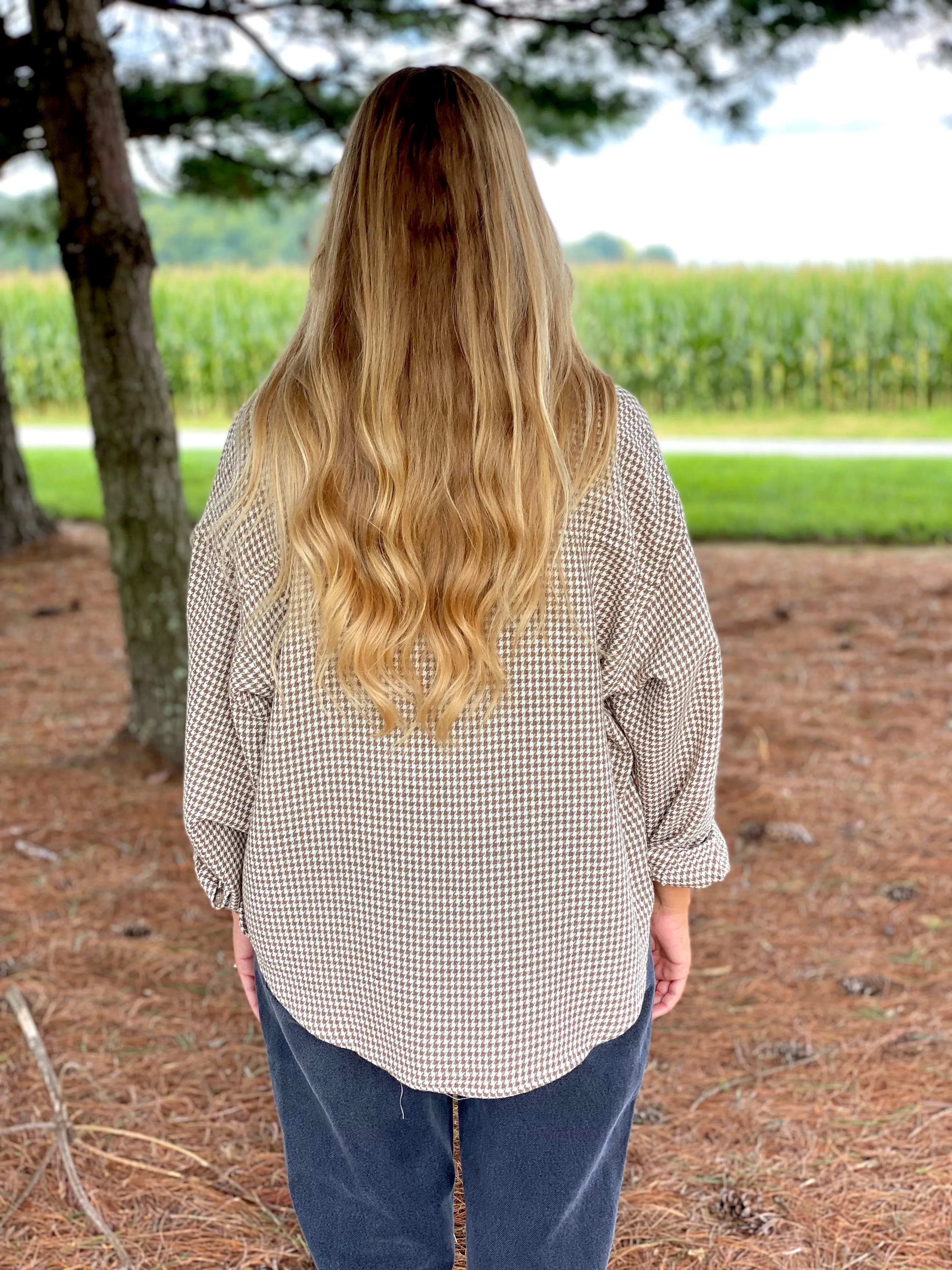 Taupe Houndstooth Shacket