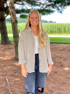Taupe Houndstooth Shacket