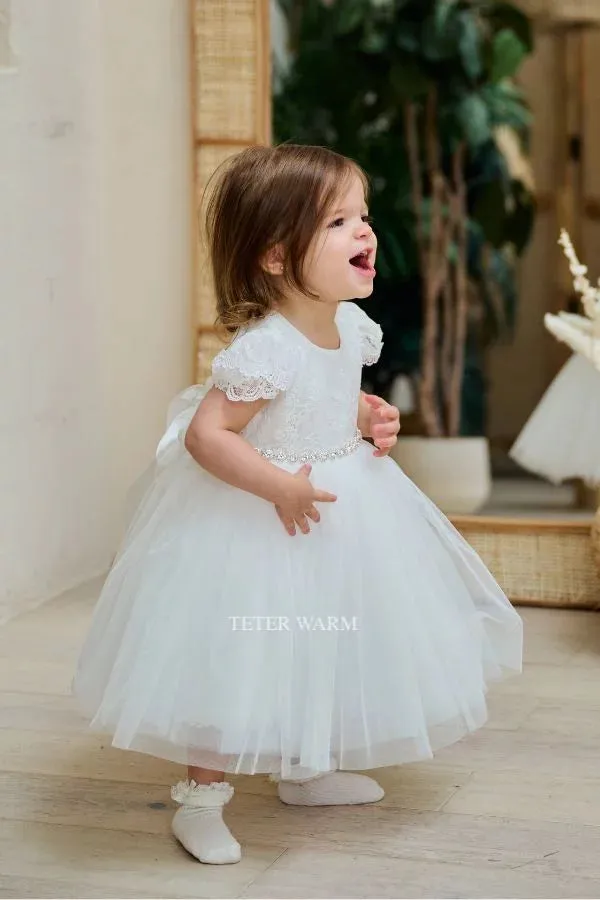 Teter Warm White Bodice Lace Dress